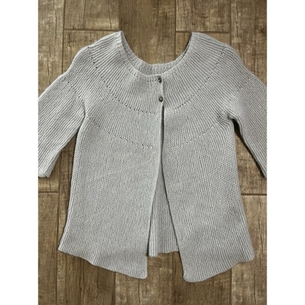 Handknitted Vintage Angora Ice Blue Cardigan‎ With Diamonte Buttons Med/large